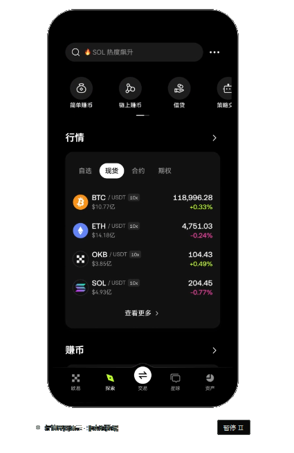手机应用行情界面示意